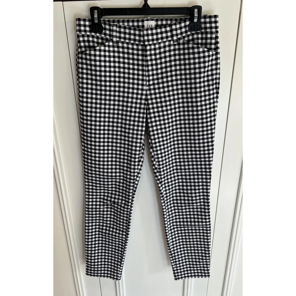 Gap Signature Skinny Ankle Pants Black &‎ White Gingham Preppy Picnic Retro